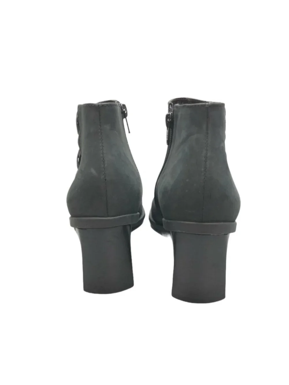 Etienne Aigner Suede Ankle Boots Saddle Womens 7M Nubuck Black Leather Zipper Bo